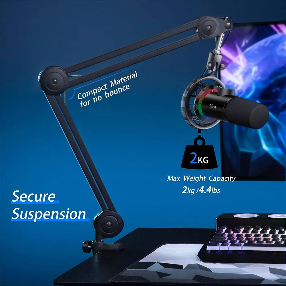 Микрофон със стойка FIFINE T658 Dynamic RGB - Black - image 5