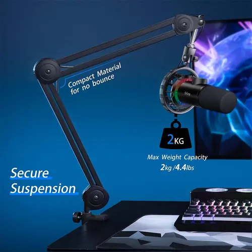 Микрофон със стойка FIFINE T658 Dynamic RGB - Black - image 5