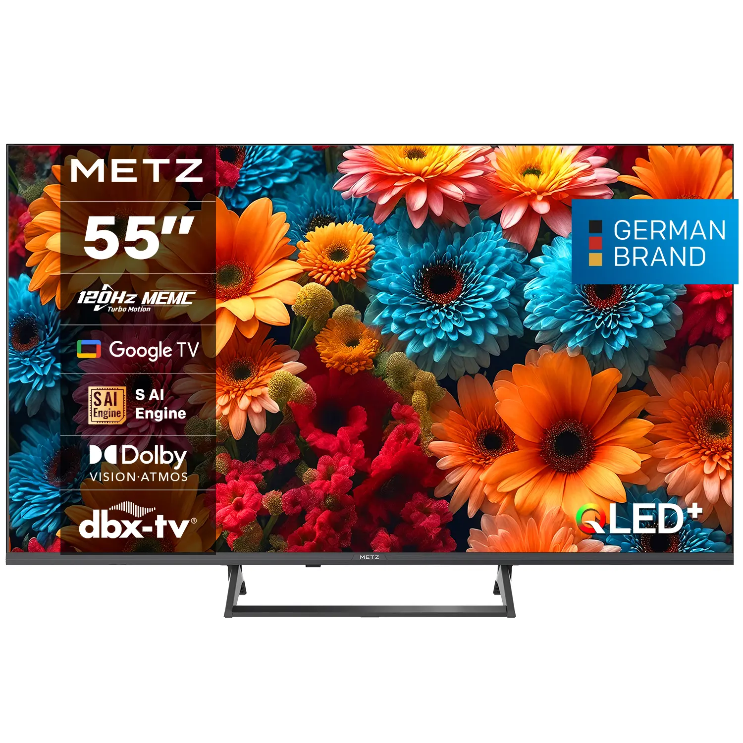 METZ Телевизор 55" 55MQF7500Z UHD QLED SMART TV, 120Hz,4K, Google TV, Frameless, 139.0см - image 1