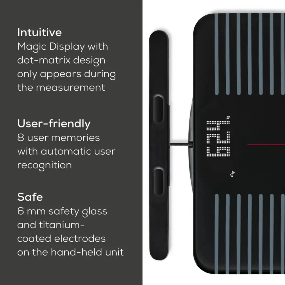 Везна, Beurer BF 990 WIFI/Bluetooth 8-electrode diagnostic bathroom scale with extendable handpiece for full body analysis; 5 activity levels; 8 user memories; 180 kg - image 5