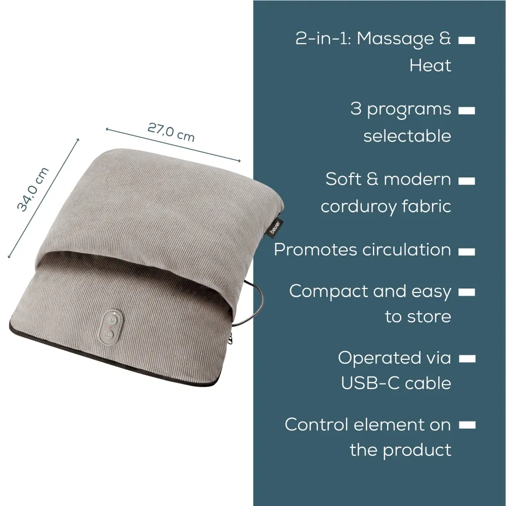 Масажор, Beurer FM 28 Compact foot massager 2 in 1: Vibration massager and foot warmer; 3 programs; Operation via USB-C cable; up to size 43; auto switch-off after 20 min - image 1