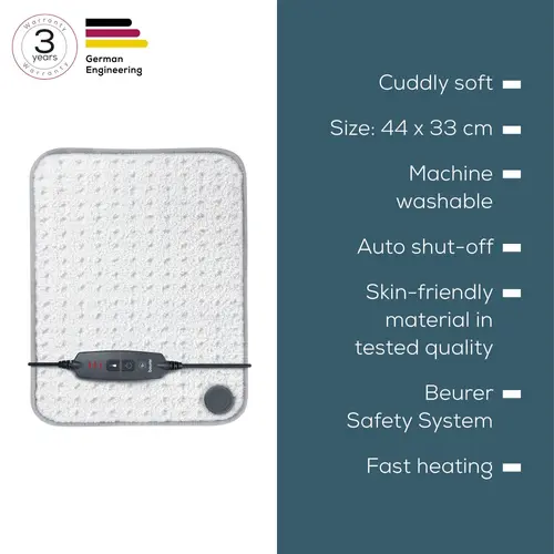 Термоподложка, Beurer HK 43 Super Cosy heat pad with super soft surface;3 Illuminated temperature settings;Fast heating;Automatic switch off after 90 min;Cotton cover washable on 30°; BSS; 44(L)x33(W) - image 1