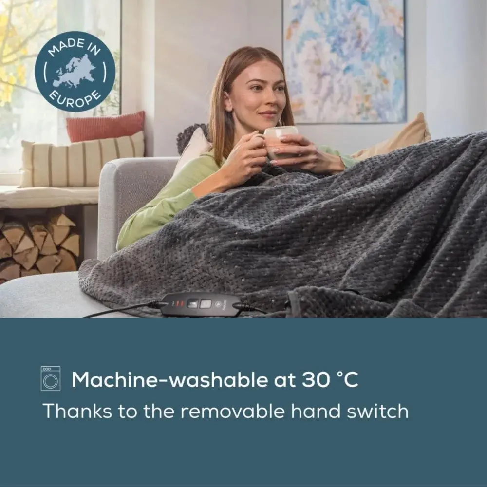 Термоподложка, Beurer HD 65 Dark Grey Heated Overblanket; Soft and cuddly surface; 3 temperature;auto switch-off 3 hours; removable switch; washable at 30°, Oko-Tex 100; 180(L)x130(W)cm - image 2