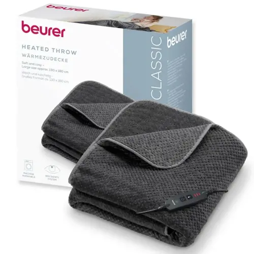 Термоподложка, Beurer HD 65 Dark Grey Heated Overblanket; Soft and cuddly surface; 3 temperature;auto switch-off 3 hours; removable switch; washable at 30°, Oko-Tex 100; 180(L)x130(W)cm - image 6