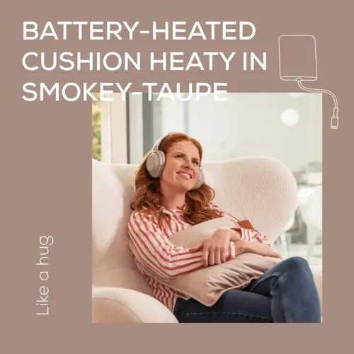 Термоподложка, Beurer HK 77 Heaty smokey-taupe;lithium-ion battery; Soft velvet cushion cover machine-washable at 30°C; 3 temperature settings; Fast heating; BSS; 45(L)x45(W) cm - image 1