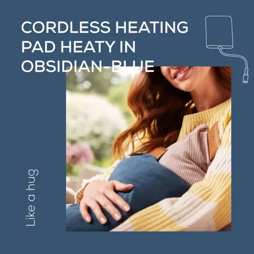 Термоподложка, Beurer HK 77 Heaty obsidian-blue; lithium-ion battery; Soft velvet cushion cover machine-washable at 30°C; 3 temperature settings; Fast heating; BSS; 45(L)x45(W) cm - image 1