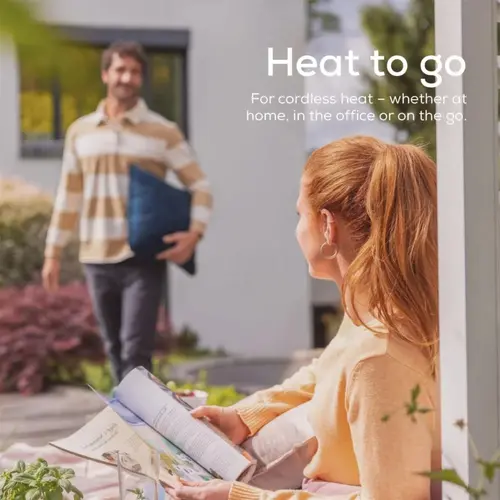 Термоподложка, Beurer HK 77 Heaty obsidian-blue; lithium-ion battery; Soft velvet cushion cover machine-washable at 30°C; 3 temperature settings; Fast heating; BSS; 45(L)x45(W) cm - image 2