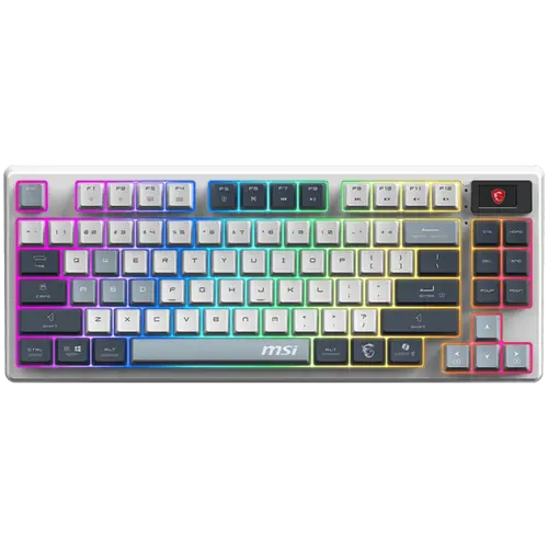 MSI FORGE GK600 TKL WIRELESS SKY - Hot-Swappable Mechanical Switches, PBT Keycaps, Sound-Dampening Foam and Gaskets, Integrated Display, RGB LED, 2.4GHz, BT, USB-C