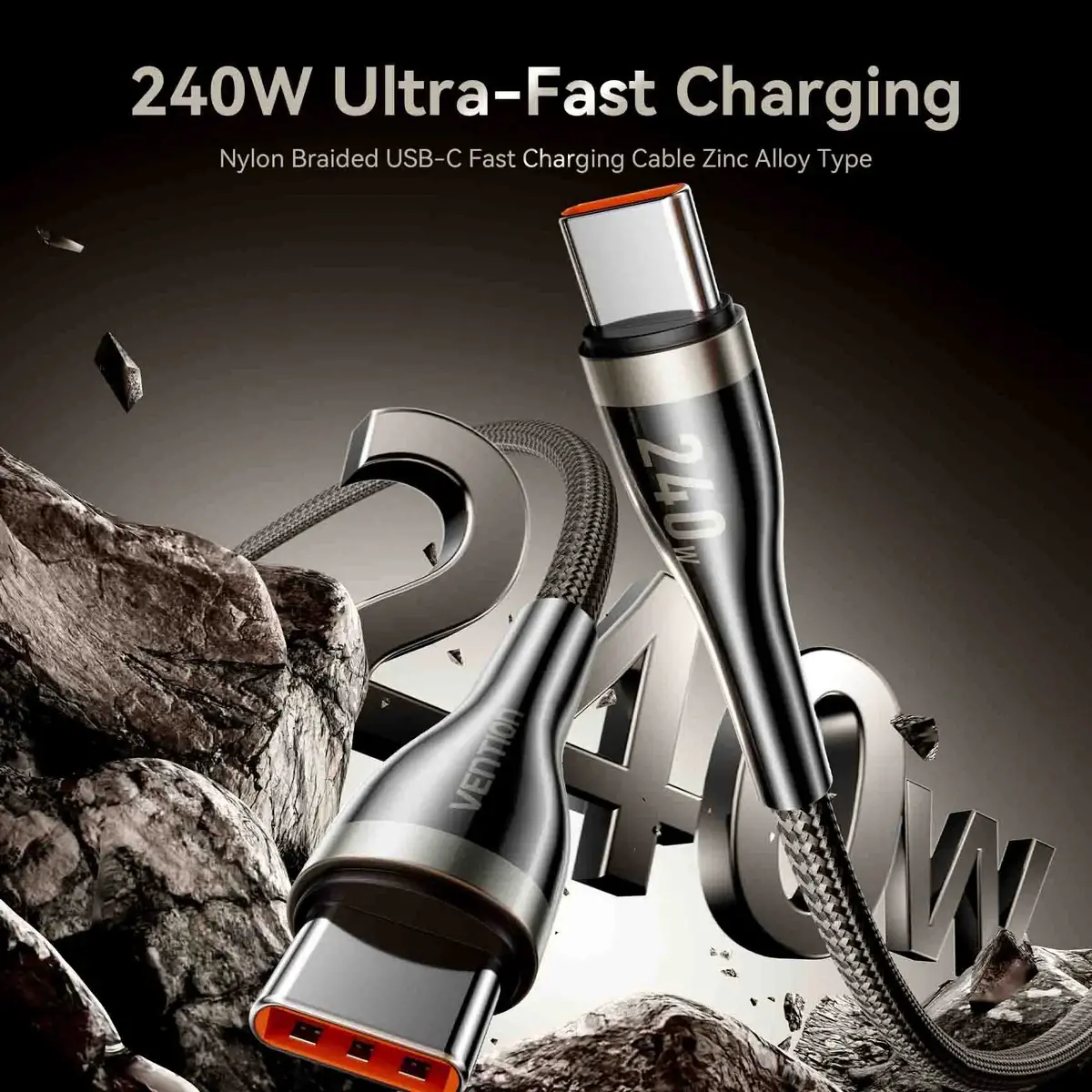 Vention кабел Cable - USB2.0 Type-C to Type-C - 5A Fast Charging, 240W, PD3.1, 1.2m - CTYBAV - image 1