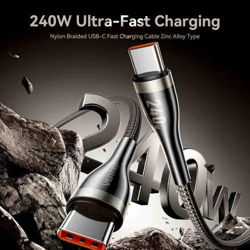 Vention кабел Cable - USB2.0 Type-C to Type-C - 5A Fast Charging, 240W, PD3.1, 1.2m -  CTYBAV - image 1