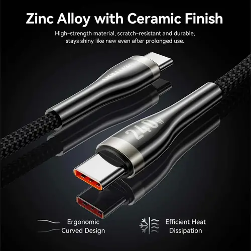 Vention cablu USB2.0 Type-C la Type-C - 5A Fast Charging, 240W, PD3.1, 1.2m - CTYBAV - 7