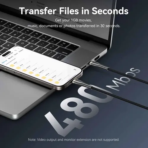 Vention кабел Cable - USB2.0 Type-C to Type-C - 5A Fast Charging, 240W, PD3.1, 1.2m -  CTYBAV - image 8