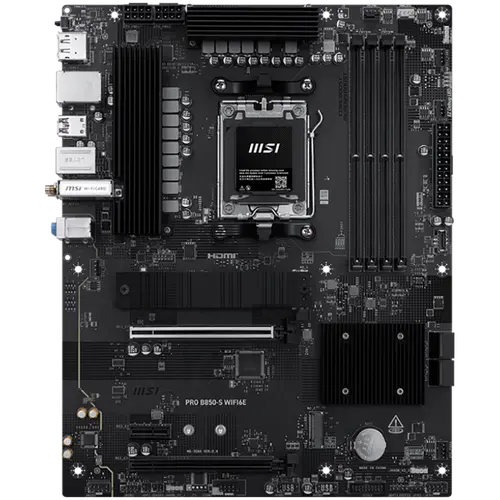 MSI PRO B850-S WIFI6E, ATX, Socket AM5, 4x DDR5 Dual Channel  up to 8200(OC)MHz, 2x PCIe x16 slot, 2x M.2 slot, 4x USB 5Gbps, 3x USB 10Gbps, 1x USB 10Gbps Type-C, HDMI, DP, 7.1 HD Audio, 2.5G LAN, WiFI 6E, BT, 3Y - image 1