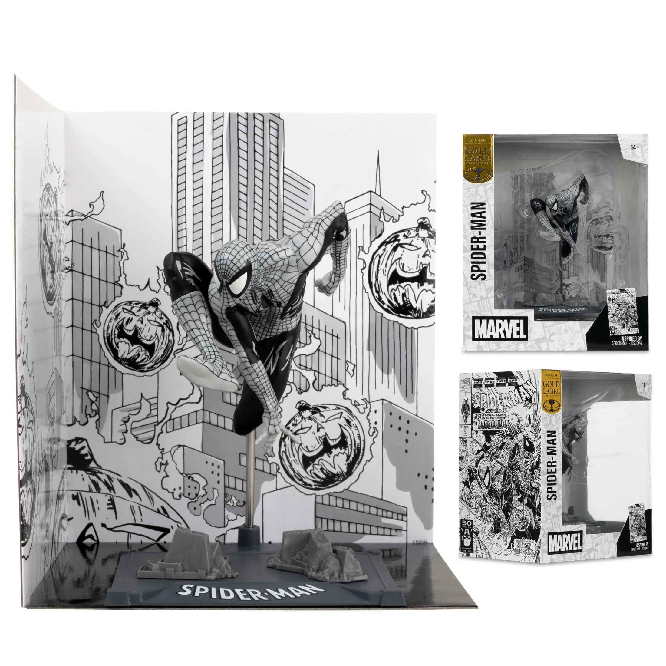 Фигурка FMarvel Spider-Man (Line Art) 1:10th Scale Collectible with Scene (Spider-Man #6) Gold Label - image 3