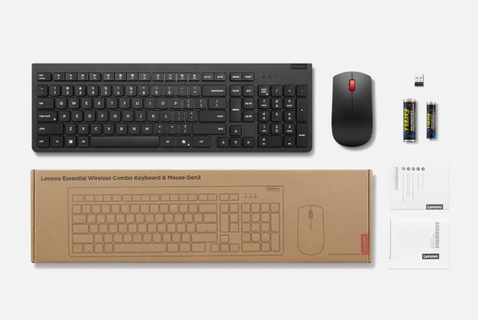 Комплект, Lenovo Essential Wireless Combo Keyboard & Mouse Gen2 Black-Bulgarian - image 1