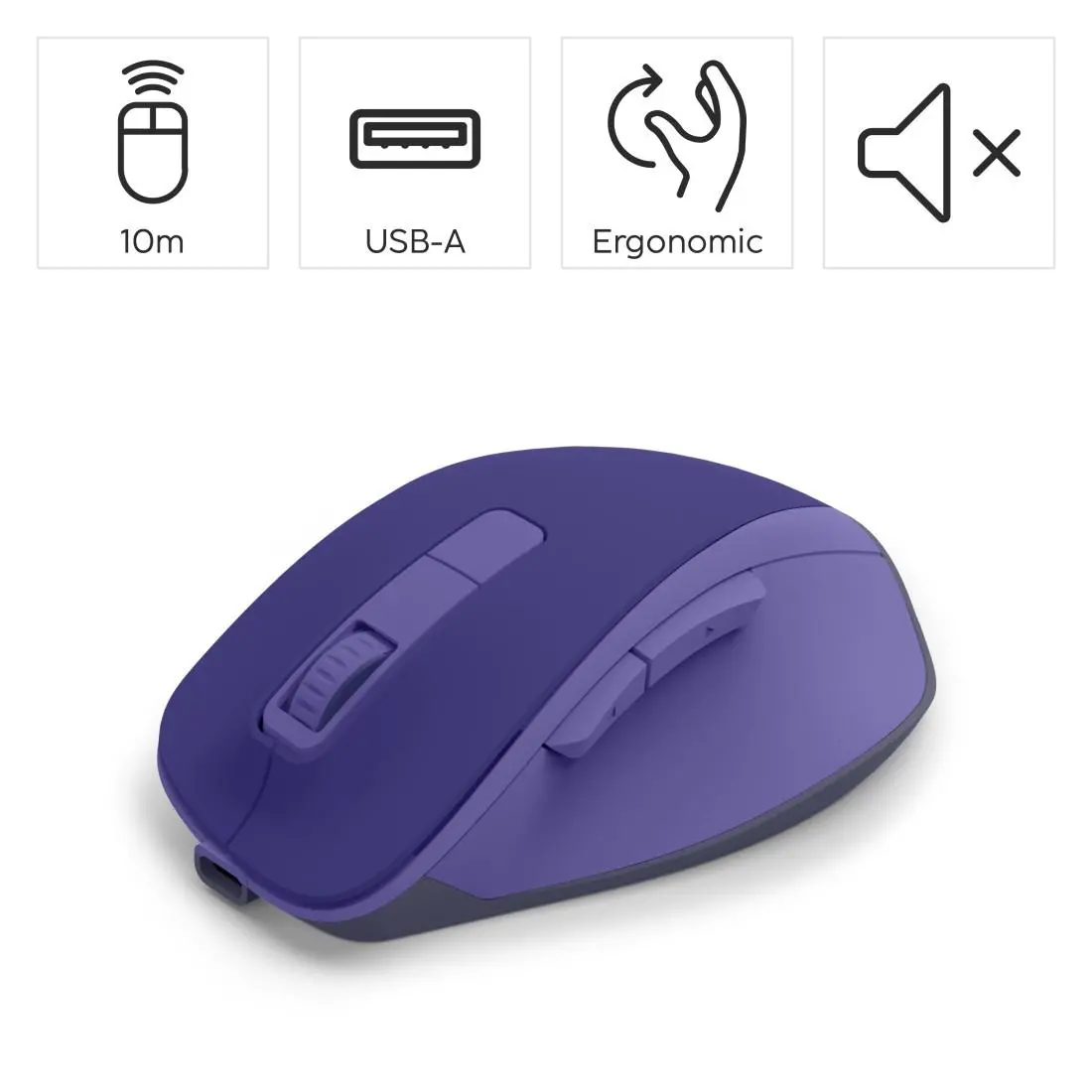 HAMA Безжична оптична мишка WM-500 Recharge, 6 бут.,800/1200/1600 dpi, безшумна, лилаво - image 9