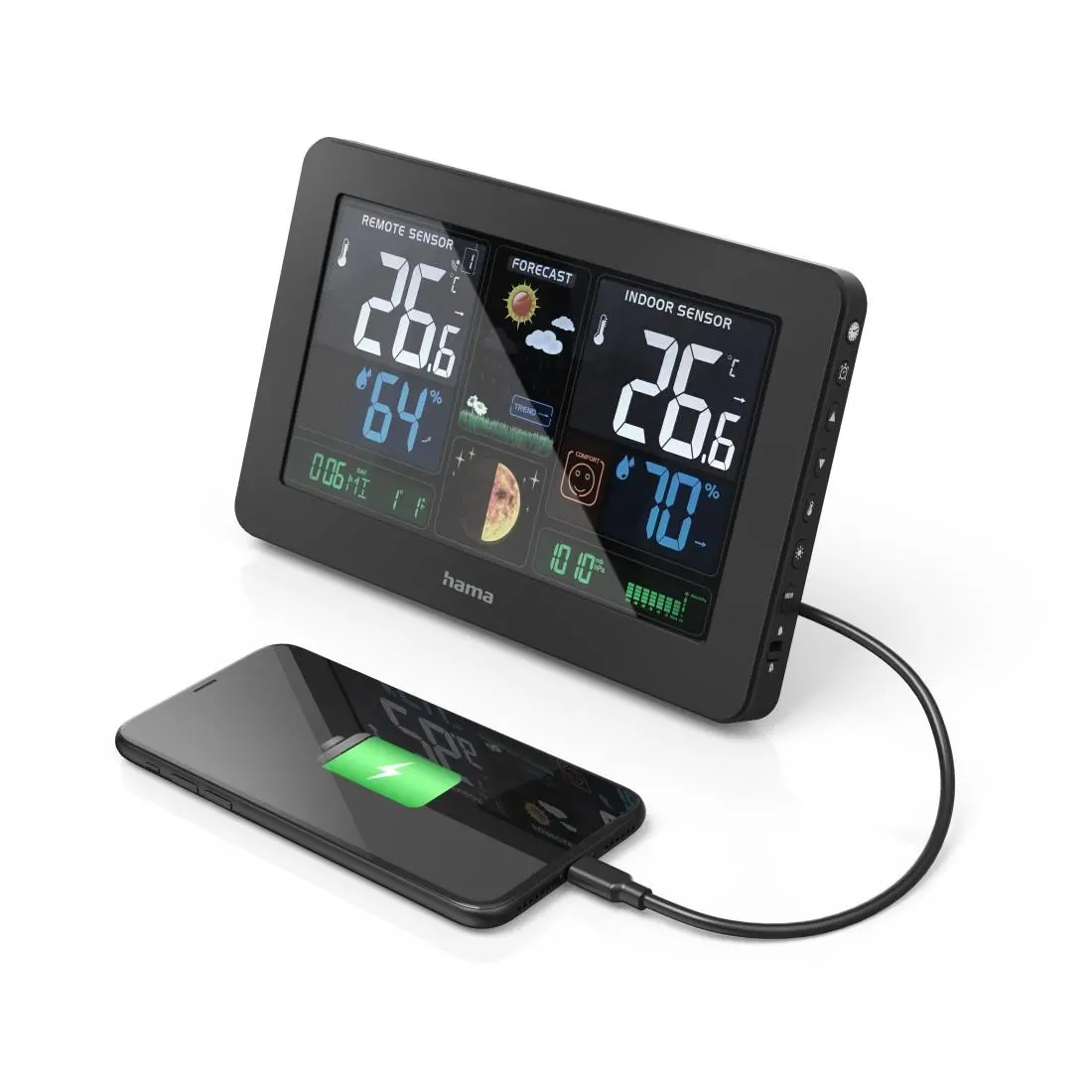 HAMA Stație meteo electronică "Premium", display LED color - image 8