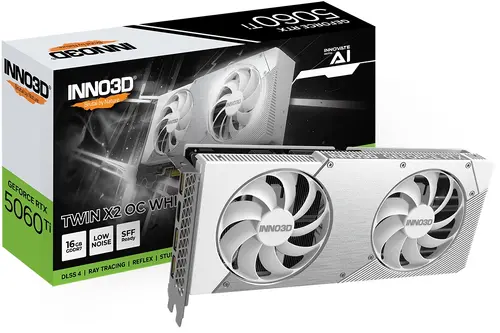 Placă video, Inno3D GeForce RTX 5060 Ti 16GB GDDR7 Twin X2 OC albă - 1