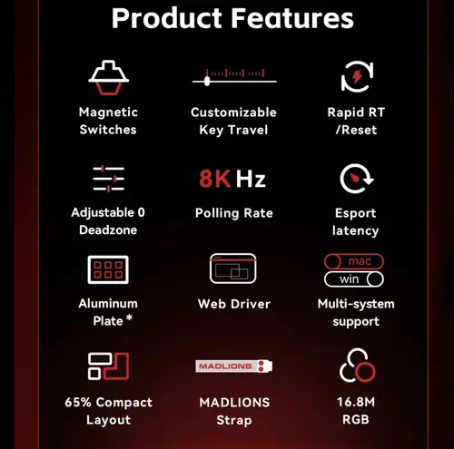 Madlions професионална геймърска механична клавиатура Professional Gaming Mechanical Keyboard MAD 60 HE Flagship V2 - 8K, Magnetic Amber Pro Switches - White - image 2