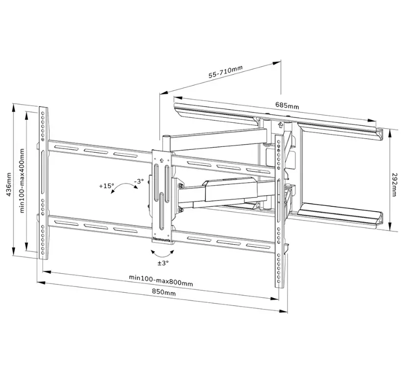 Стойка, Neomounts Screen Wall Mount (full motion, 3 pivots, VESA 800x400) - image 7