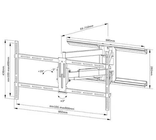 Стойка, Neomounts Screen Wall Mount (full motion, 3 pivots, VESA 800x400) - image 7