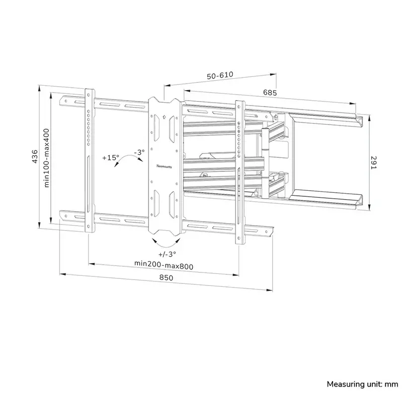 Стойка, Neomounts Level-850 Wall Mount (full motion, 3 pivots, VESA 800x400) - image 14