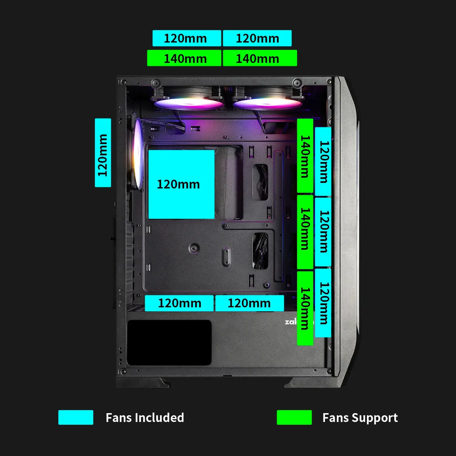Zalman кутия за компютър Case ATX - N7 PLUS - 7 fans included, Tempered Glass - image 16