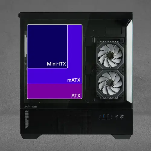 Zalman кутия Case ATX - Chronix BLACK - 3 x 120 mm A-RGB, USB-C, Tempered Glass - image 16