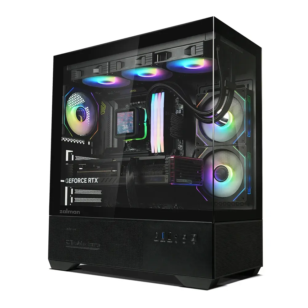 Zalman кутия Case ATX - Chronix BLACK - 3 x 120 mm A-RGB, USB-C, Tempered Glass - image 4