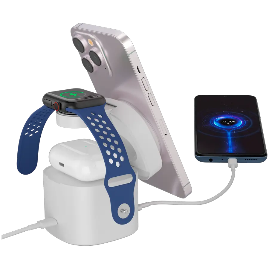 Canyon 4 in 1 Wireless Charging Stand, 30W max, Size: 70x70x70.3mm, weight: 414g, with 65W charger and 1M cable, white - image 3