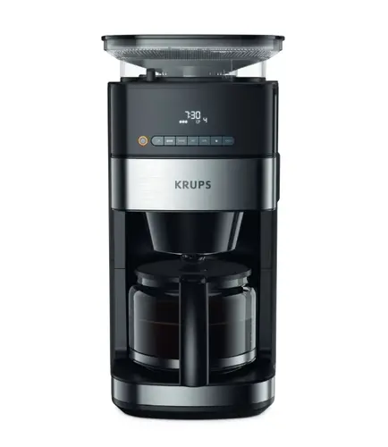 Καφετιέρα, Krups KM832810 Grind & Brew, μεταλλικός μύλος, 3 ρυθμίσεις άλεσης, ψηφιακή οθόνη, χρονοδιακόπτης, 1.25L - 2