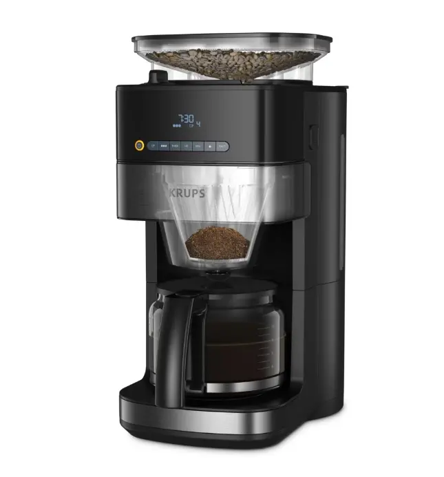 Καφετιέρα, Krups KM832810 Grind & Brew, μεταλλικός μύλος, 3 ρυθμίσεις άλεσης, ψηφιακή οθόνη, χρονοδιακόπτης, 1.25L - image 4