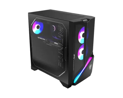 Настолен компютър, MSI MPG Infinite X3 AI 2NVR7-655EU, Core Ultra 7 265KF(30M Cache, up to 5.50 GHz), GeForce RTX 5070 Ti 16G VENTUS 3X GDDR7, Z890, Liquid(360mm), 32GB(2x16GB 5600Mhz), 1TB M2, 850W 80 Plus Gold PSU, Ambient Link, Mystic Light, Win11Home, 40 Liter, 13.88kg - image 1
