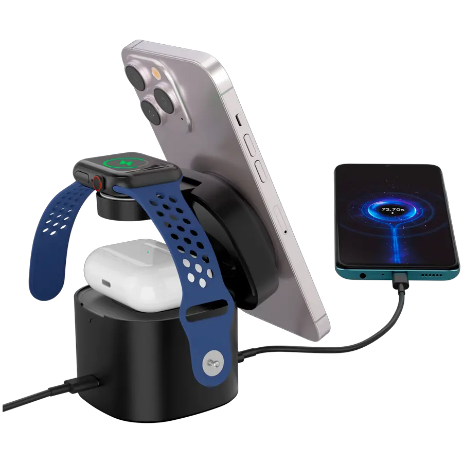 Canyon 4 in 1 Wireless Charging Stand, 30W max, Size: 70x70x70.3mm, weight: 414g, with 65W charger and 1M cable, black - image 3
