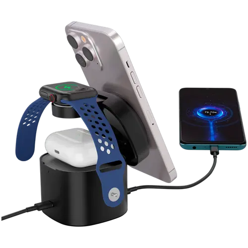 Canyon 4 in 1 Wireless Charging Stand, 30W max, Size: 70x70x70.3mm, weight: 414g, with 65W charger and 1M cable, black - image 3