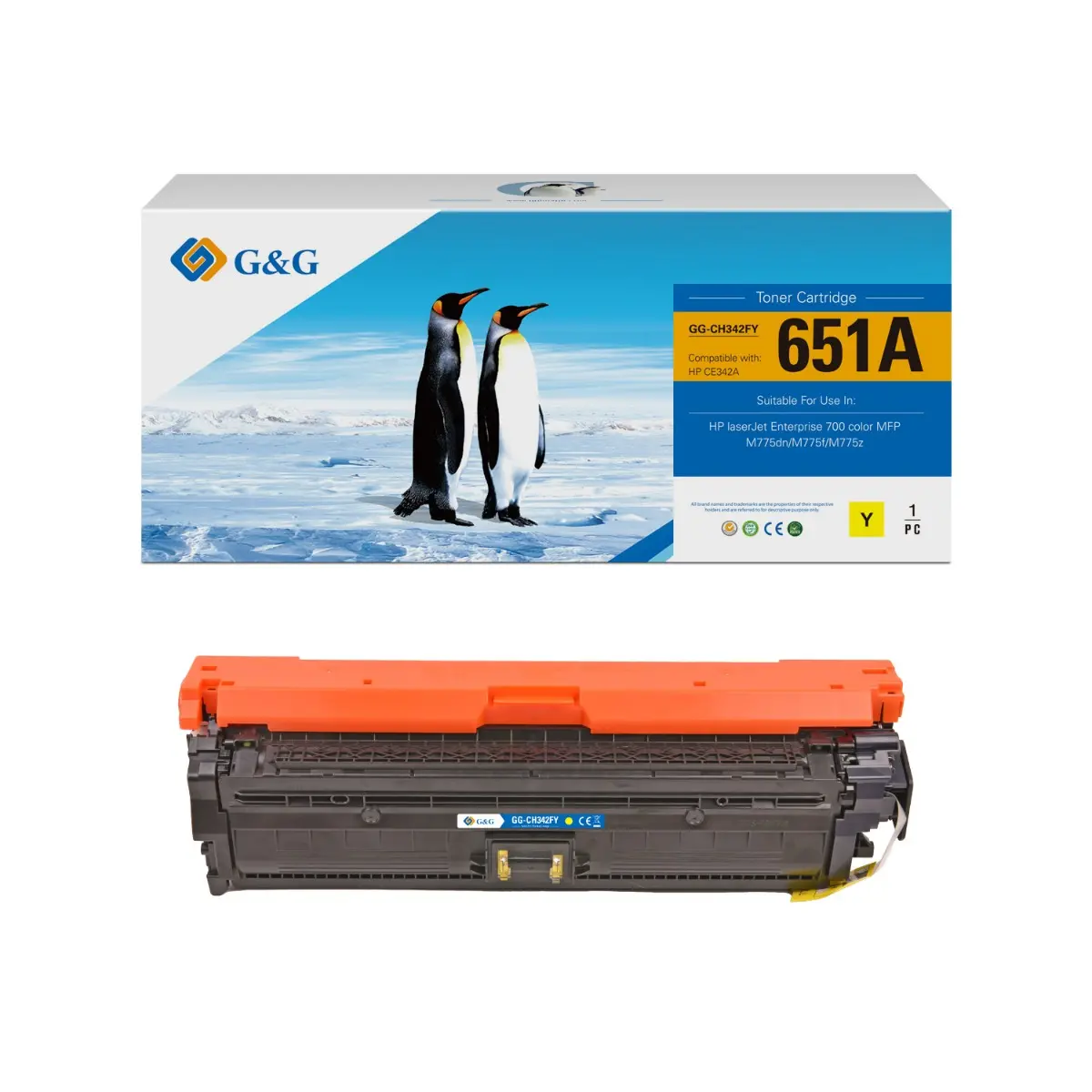 КАСЕТА ЗА HP LaserJet Enterpise 700 Color/MFP M775 Series - /651A/ - Yellow - CE342A - PN NT-CH342FY - G&G