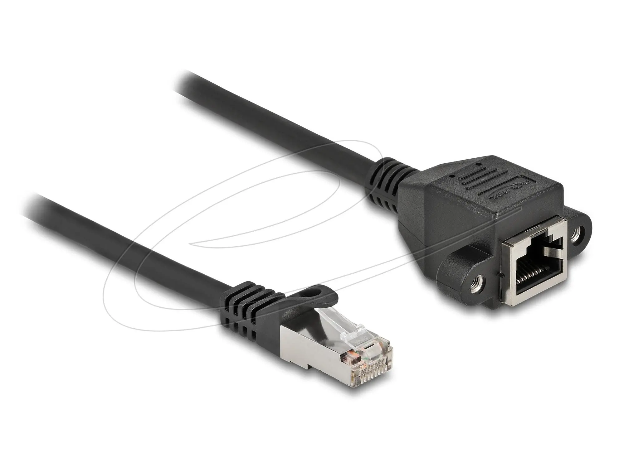 Delock Cablu de rețea prelungitor S/FTP RJ45 tată la RJ45 mamă, Cat. 6A, 25 cm, negru - image 1