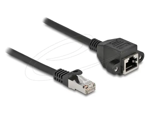 Delock Мрежов кабел удължителен S/FTP RJ45 мъжко към RJ45 женско, Cat. 6A, 25 cm, черен - image 1