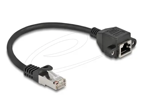 Delock Καλώδιο δικτύου προέκτασης S/FTP RJ45 αρσενικό σε RJ45 θηλυκό, Cat. 6A, 25 cm, μαύρο - 1