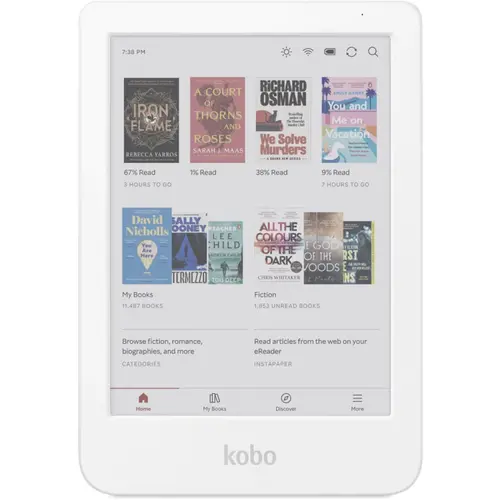 Четец за Е-книги, Kobo Clara Colour e-Book Reader, E Ink Kaleido touch screen 6 inch colour, 1448 x 1072 pixels, 16 GB, 1000 MHz/512 MB, 1 x USB C, Greutate 0.172 kg, Wireless Da, Comfort Light, 12 different fonts and over 50 font styles, White