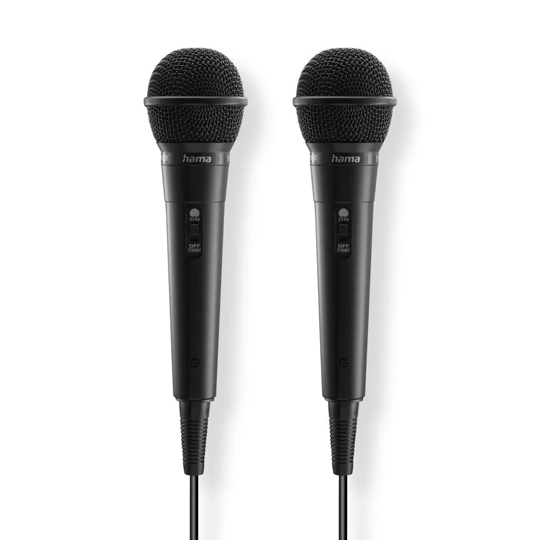 HAMA Δυναμικά μικρόφωνα ήχου “Karaoke”, Σετ 2 τεμ. με καλώδιο με βύσμα 2,5 μ + αντάπτορας, ON/OFF
