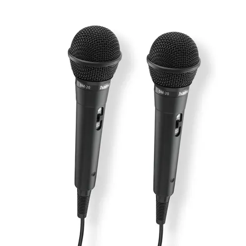 HAMA Δυναμικά μικρόφωνα ήχου “Karaoke”, Σετ 2 τεμ. με καλώδιο με βύσμα 2,5 μ + αντάπτορας, ON/OFF - 2