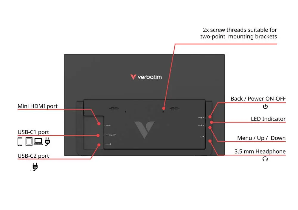 Монитор, Verbatim Portable 14" FHD Touch Monitor LIGHT - image 4