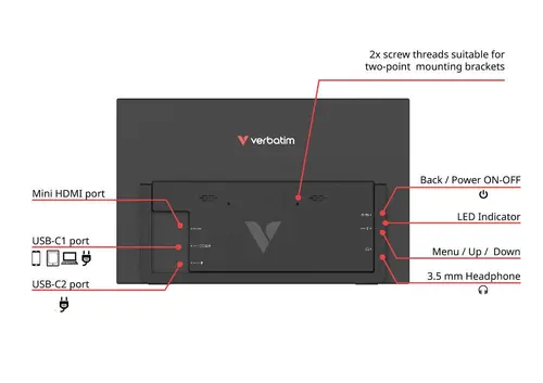 Οθόνη, Verbatim Portable 14" FHD Touch Monitor LIGHT - 5