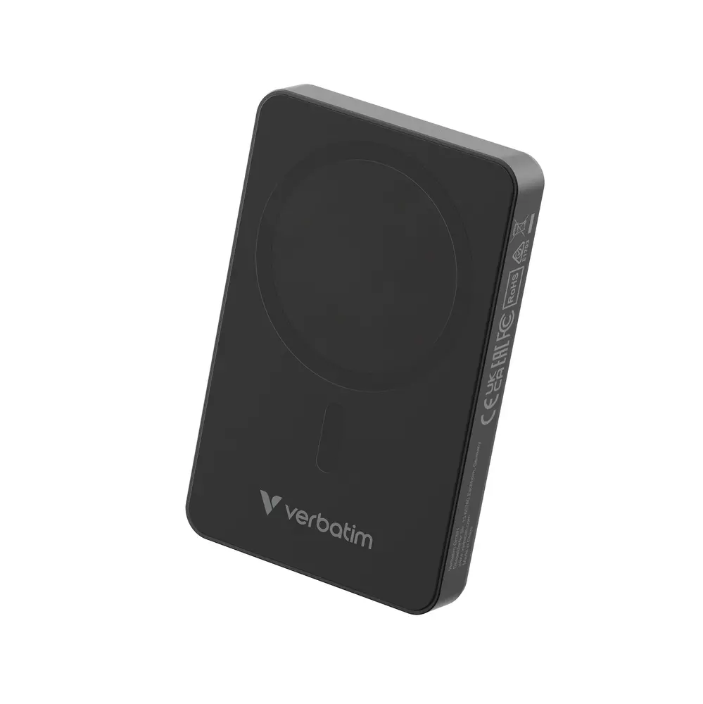 Baterie externă, Verbatim Charge 'n' Go Essentials Power Bank Magnetic Wireless 10000mAh Negru