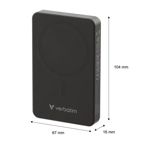 Външна батерия, Verbatim Charge 'n' Go Essentials Power Bank Magnetic Wireless 10000mAh Black - image 5
