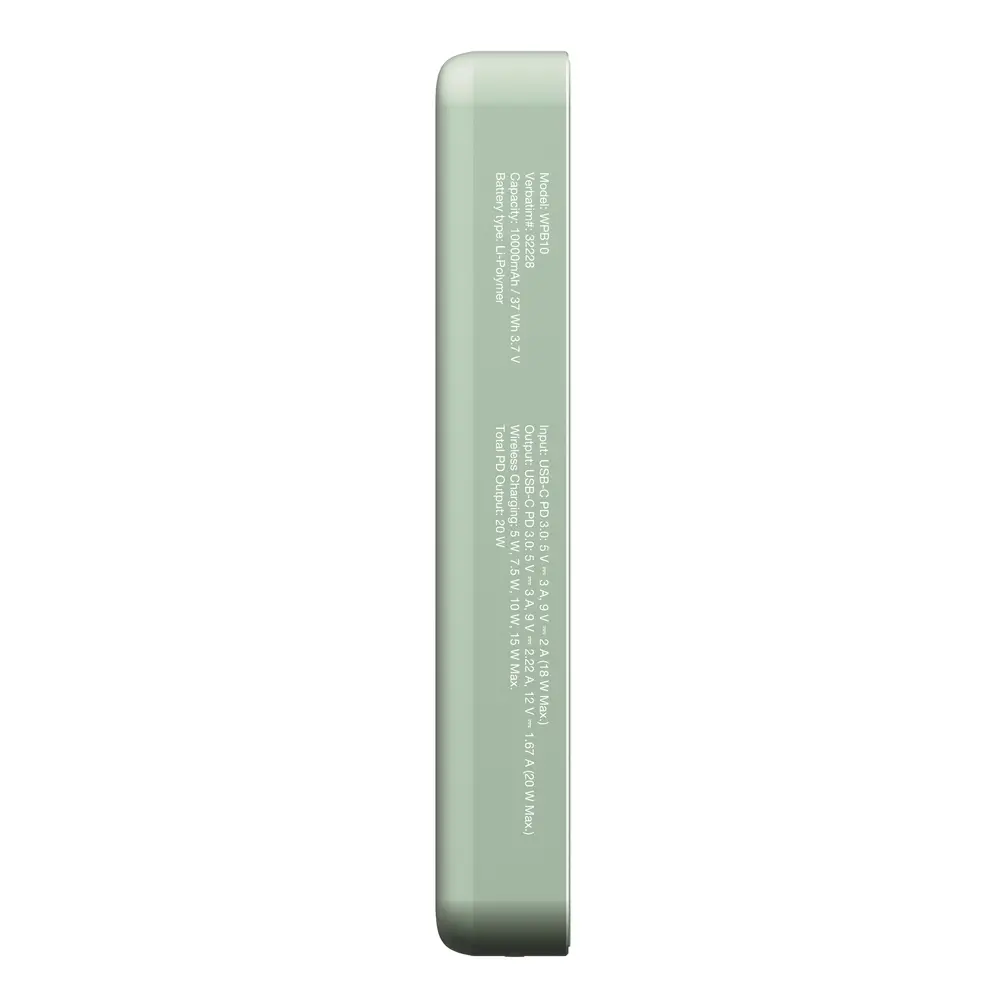 Външна батерия, Verbatim Charge 'n' Go Essentials Power Bank Magnetic Wireless 10000mAh Green - image 6