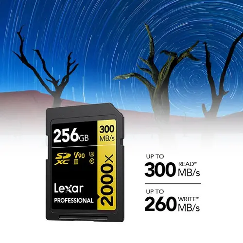 КАРТА ПАМЕТ SDXC 256GB 300/260MB/s UHS-II,C10,V90,U3 LEXAR - image 3