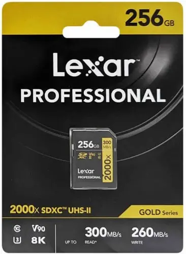 КАРТА ПАМЕТ SDXC 256GB 300/260MB/s UHS-II,C10,V90,U3 LEXAR