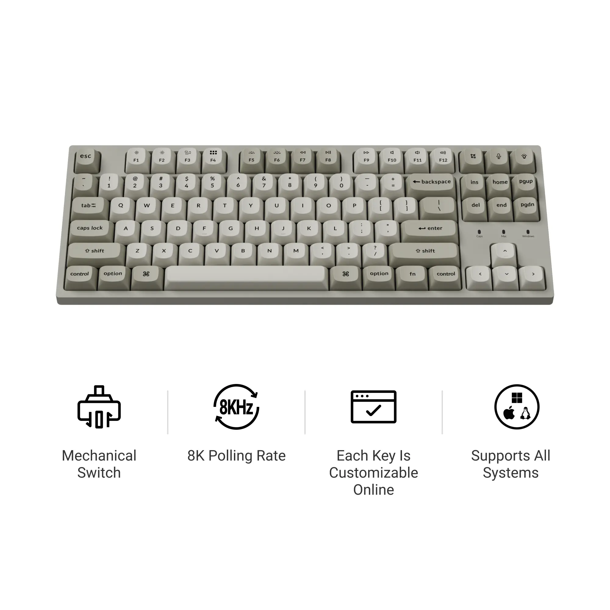 Геймърска Механична клавиатура Keychron C1 Pro 8K QMK - Super Red Switch - image 6